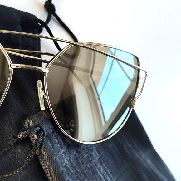 DIOR Reflective Palladium White/grey Silver Metal Framed Sunglasses/Dust Bags - Picture 2 of 12